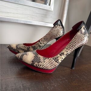 Guess Snakeskin and Red High Heels